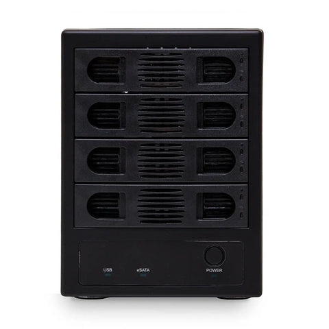 Built Tough 4 Bay 3.5 Inch Sata Iii Hdd Enclosure With Usb 3.0 And Esata Ports For Plug And Go Desktop Storage Non Raid External Drive Box showing front view with cooling vents.