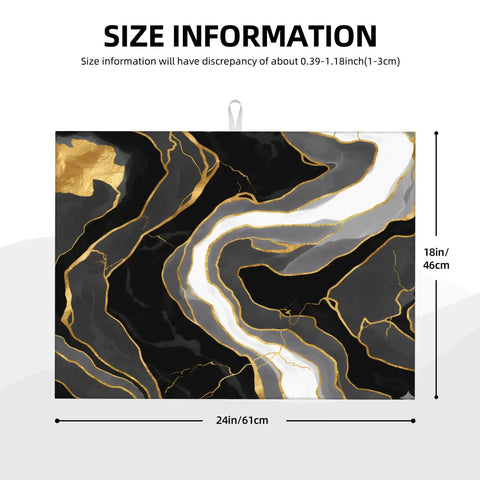 Large Marble Grain Dish Drying Mat For Kitchen Counter Absorbent Microfiber Drainer Pad 18 By 24 Inches with size dimensions