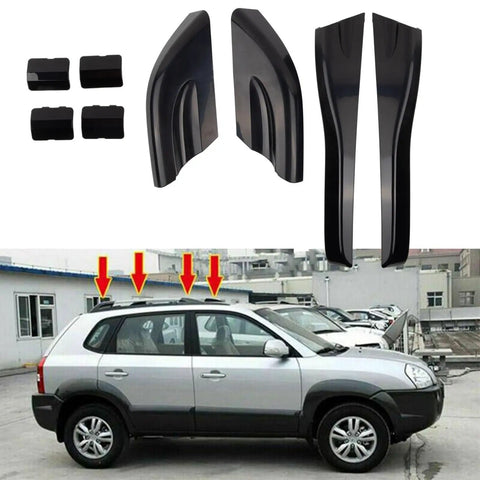 Premium Black Protective Shell Caps For Hyundai Tucson 2004-2008 Roof Rack Rails Kit - Durable High Temp Resistant End Covers black roof rail caps