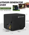 Beefy Heavy Duty Generator Cover Fits 5500W to 15000W Gas and Inverter Models with 600D Polyester Shell Waterproof Coating on black
