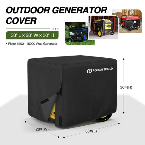Beefy Heavy Duty Generator Cover Fits 5500W to 15000W Gas and Inverter Models with 600D Polyester Shell Waterproof Coating on black