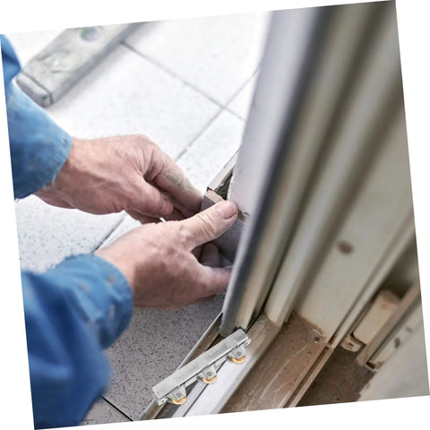 Hands installing Quiet Glass Door Sliding Roller Wheel Set With Silent Bearing Pulleys For Frameless Shower Bifold Doors