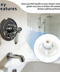 Intermediate Handle Assembly With Extra Ring For Rohl Pressure Balance Trim Shower Faucet Repair Part Dead Nuts Secure Fit For Bathroom Escutcheon Faceplate Plumbing Hardware showcased on a chrome shower setup.