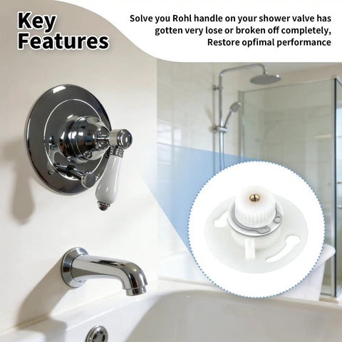 Intermediate Handle Assembly With Extra Ring For Rohl Pressure Balance Trim Shower Faucet Repair Part Dead Nuts Secure Fit For Bathroom Escutcheon Faceplate Plumbing Hardware showcased on a chrome shower setup.