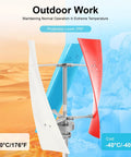 Three Blade 24V Vertical Axis Wind Turbine Kit With Controller Ultra Quiet Power Generator For Home Boats And Street Lighting Built To Last With Durable ABS Corrosion Resistant Waterproof 400W, shown with ice and desert background demonstrating temperature resilience.