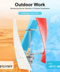 400W 3-Blade Wind Turbine Generator With Controller in extreme temperatures, IP67 protection, desert and ice background.