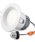 12 Pack 4 Inch Retrofit LED Recessed Lighting with E26 Adaptor, Can Lights with Baffle Trim, Dimmable, damp rated, white fixture