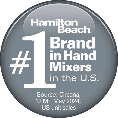 #1 Brand in Hand Mixers in the U.S. badge for Badass Electric Hand Mixer With Six Speed Settings And Quick Burst Boost Featuring Trusty Bowl Rest And Snap On Storage Case.