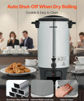 Big Batch Commercial Coffee Urn With Dripless Faucet 40 Cup 203 Oz Hot Beverage Dispenser 1090W Quick Brew Coffee Maker Automatic Temperature Control Perfect For Catering Parties Churches And Restaurants in a cafe setting with people in background.