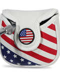 Magnetic Closure Putter Headcover For Mallet Putters With Heel Shaft Square Style USA Stars And Stripes Flag Design