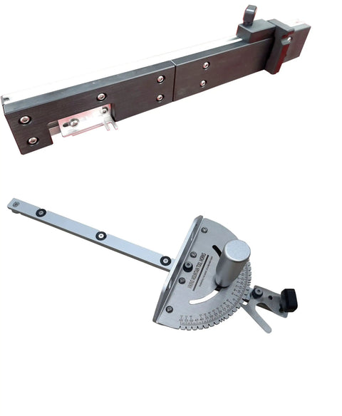 Beast 27 Position Precision Miter Gauge With Box Joint Fence and Stop, showing adjustable miter bar and angle settings.