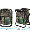 Go-To Multifunction Folding Cooler And Stool Backpack For Outdoor Adventures, Portable Camouflage Seat Table Bag dimensions