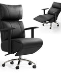 Ergonomic Leather Office Chair With Adjustable Headrest And Footrest, 170 Degree Zero Gravity Recline For Home Office, Black