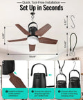 20 Inch Portable Ceiling Fan With Bright Led Light And Remote Control Quiet Cordless Outdoor And Indoor Patio Cooler 20000 Mah Rechargeable Battery, easy setup details.