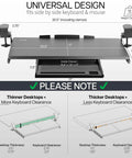 Dimensions of under desk keyboard tray with pull-out platform extra sturdy C clamp mount space saving black