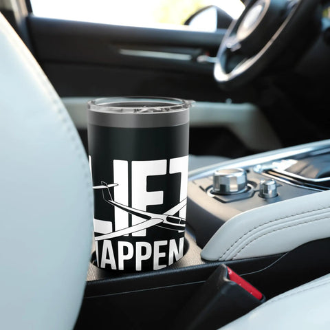 Insulated Stainless Steel Tumbler For Sailplane Pilots And Glider Fans, Keeps Coffee Hot During Tow Launches, in car console