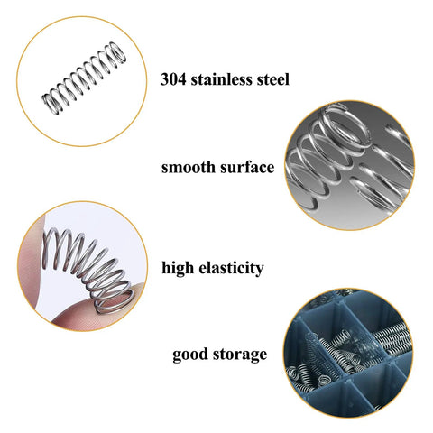 Super Durable 392 Piece Compression Spring Assortment Kit With 24 Different Sizes, High Grade Stainless Steel Mini Springs For DIY Projects And Home Repairs, Super Easy Plastic Storage Case Keeps Everything Organized And Ready To Go. 304 stainless steel spring set with smooth surface and storage case