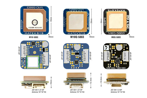Drone Parts 20x20mm For M10Q-5883 GNSS Module Magnetic Compass QMC5883L top and side views with dimensions