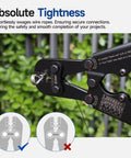 Heavy Duty Wire Rope Crimping Tool With Built In Wire Cutter Four Die Slots From Three Sixty Fourth To One Eighth Inch in use outdoors