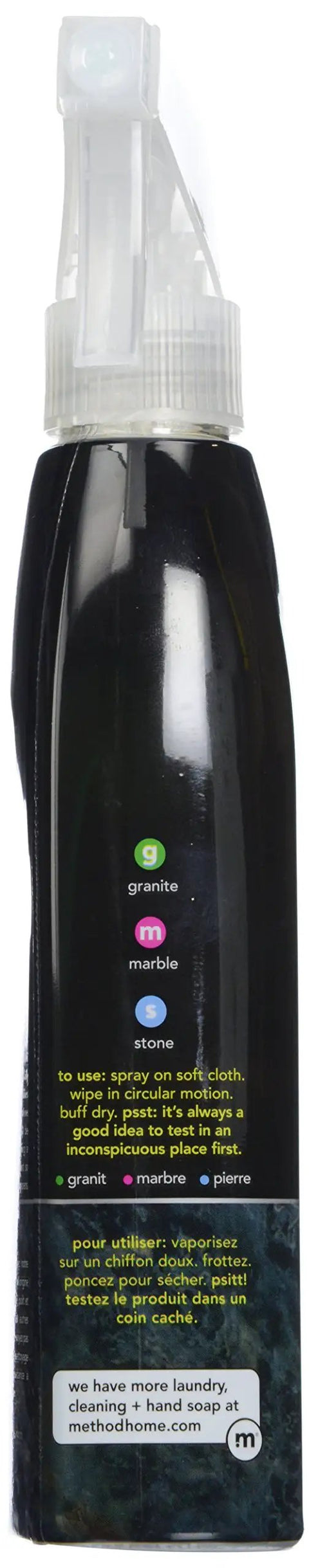 Side view of Daily Granite Cleaner Apple Orchard Scent 12 Oz bottle with spray nozzle and label details visible