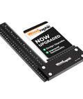 Angled view of Woodraphic 8-inch aluminum woodworking square with 90-degree ruler and screws