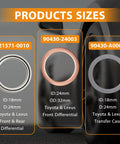 Product sizes of 12pc Crushable Steel Transfer And Differential Drain Plug Gasket Kit For Toyota And Lexus Rigs