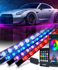 Dope Underglow LED Light Kit For Cars 4 Pieces RGB Neon Underside Lights With 8 Color LEDs 252 LEDs Sound Active Music Sync