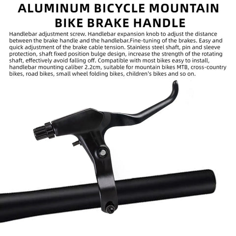 Universal 22mm Bike Brake Levers Set For Road Mountain BMX And Hybrid Bikes Aluminum Handbrake Levers in black, side view
