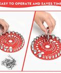 Nut And Bolt Thread Checker Gauge For Standard And Metric Bolts, Bolt Size Finder And Nut Identifier with hands using gauge