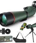 20 To 60x80 HD Spotting Scope With Waterproof Build For Long Range Viewing High Powered Telescope With Fully Multicoated Optics Crystal Clear Image And Wide Field Of View For Birding And Outdoor Adventures, with tripod and phone adapter