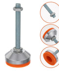 Heavy Duty Swivel Leveling Feet With GripLock Rubber Base And Easy Tune Bolts For Sturdy Workbenches And Garage Rigs D60x12mm Rock Solid Pack Of Two, showcasing rubber base and adjusting bolt.
