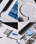Close-up of Pro Grade Silicone Soldering Mat With Heat Resistance Up To 932 Fahrenheit featuring compartments and ruler for organization.