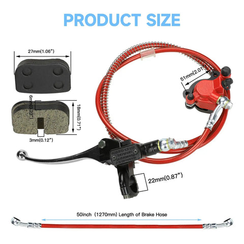 Beefed-Up Mini Bike Hydraulic Disc Brake Kit For Baja DB30 Doodle Bug Blitz with 180mm rotor, master cylinder, and caliper
