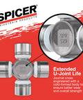 Greaseable U Joint Kit 1310 1X OSR Snap Ring Style For 1310 SPL22 Series Universal Joint With Bearing Cap Diameter One Point Zero Six Two Inches And Snap Ring Design And Beefed Up Heavy Duty OE Replacement image displaying Spicer drivetrain U-joint with metal bearing caps and SPR 529 engraving for extended U-joint life.