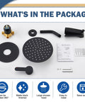 Matte Black Tub And Shower Faucet Set With 8 Inch All Metal Rainfall Showerhead Tub Spout And Single Handle Trim Kit Included Valve