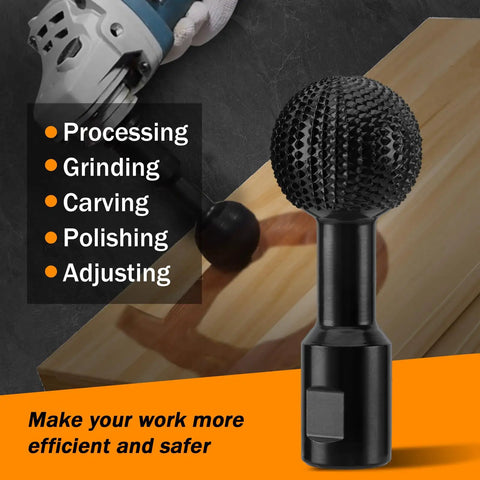 Rotary Burr For Wood Carving, 5/8-11 Threaded Ball Gouge Grind Head For 4 1/2 To 5 Inch Angle Grinders, Carbon Steel Shaping Bit