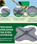 Heavy Duty Spreader Impeller Replacement For Lawn Care Broadcast Spreaders Built To Last For A Smooth Even Fertilizer Spread Pro Grade Fit With LESCO 101186 705699 091186 092807 50 Lb Push Spreader shown with green spreader and impeller details.