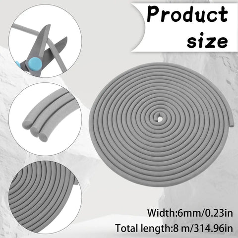 Grab This Cool 26 Ft Backer Rod For Your DIY Projects! This Slick 1/4 Inch Foam Strip, gray foam rope showing size details.