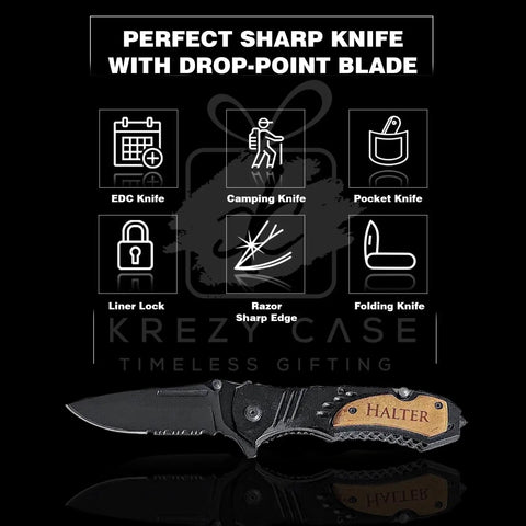 Personalized Groomsmen Pocket Knife Gift For Best Man And Groom Custom Engraved Folding Knife product display