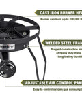 16 Inch Propane Burner Outdoor Stove With Four Foot High Pressure Hose Be The Boss Of Heat 0-20 PSI Adjustable Delivers Up To 200,000 BTU