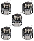 5 Pack 3 Pin End Stop Limit Switches For 3D Printer CR 10 Ender 3 NO NC Micro Switch Module shown in a group layout
