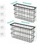 Two Pack Self Adhesive Cabinet Door Organizer For Pot Lids And Tumbler Cups No Mess Peel Stick Pantry Caddy, black wire baskets.