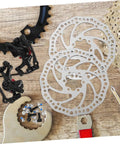 Top Shelf Front And Rear Disc Brake Rotor Kit For Mountain Bikes With Silver Aluminum Build 160mm Diameter Mechanical Setup Dual Knob Adjustment To Legit Crush Every Gnarly Trail displayed with rotors and tools.
