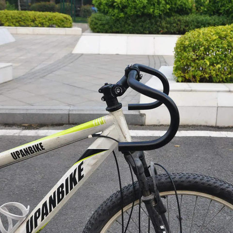 Drop Bar Bent Handlebar Aluminum Alloy 6061 T6 on road bike with 25.4mm and 31.8mm clamp, lightweight and durable for BMX and fixed gear
