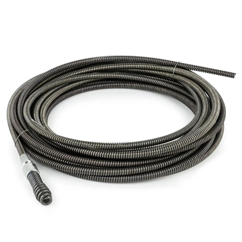Straight Up Drain Cleaning Cable Sewer Snake FiveSixteen In By TwentyFive Ft Drop Head Auger, coiled metal cable with snap head.