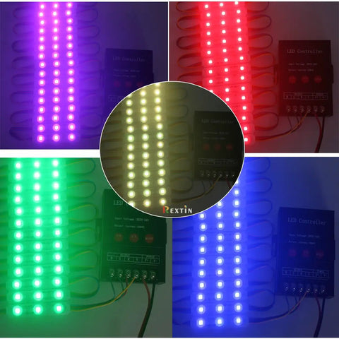 200 Pack 12V RGB 5050 LED Module Lights with Three LED Emitters, Waterproof Peel And Stick Backing for color display