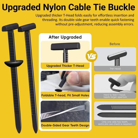Upgraded Double Sided Teeth Self Locking Nylon Universal Cable Tie Buckle Kit For Cars And Home Use comparison