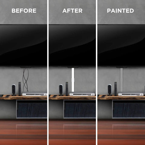 Under Desk Cable Management Kit With 150in Total Coverage, 6 Pack Raceway For Wires, Before and After Installation Comparison