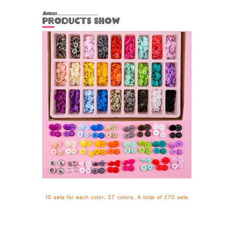 Snap Button Pliers Kit With 270 Snap Sets For No Sew Clothing And Rain Gear Plastic And Metal Snaps In T5 T8 T3 Sizes