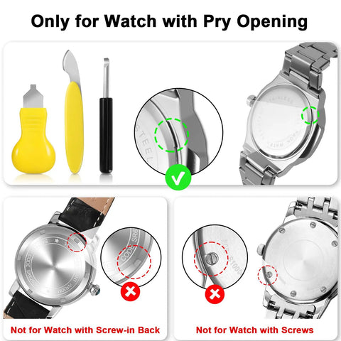 4 Piece Pro Grade Watch Back Removal Tool Set For Quick Pry Back Case Opener And Battery Swap, Built Tough With Stainless Steel And ABS
